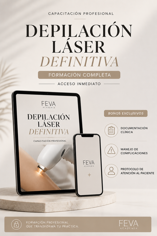 Máster Profesional en Depilación Láser. La capacitación profesional para dominar la depilación láser con criterio clínico. Incluye protocolos FEVA, documentación clínica y herramientas listas para aplicar.