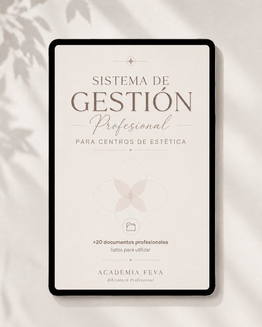 Sistema de Gestión Profesional para Centros de Estética. Más de 20 documentos, protocolos y herramientas listas para implementar. Organizá tu centro, optimizá tus procesos y ofrecé una experiencia profesional en cada atención.